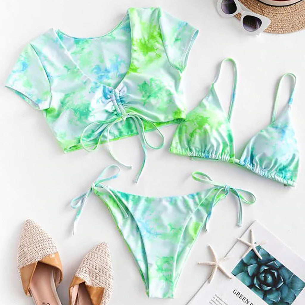 Tie Dye Bikini Three-Piece Set