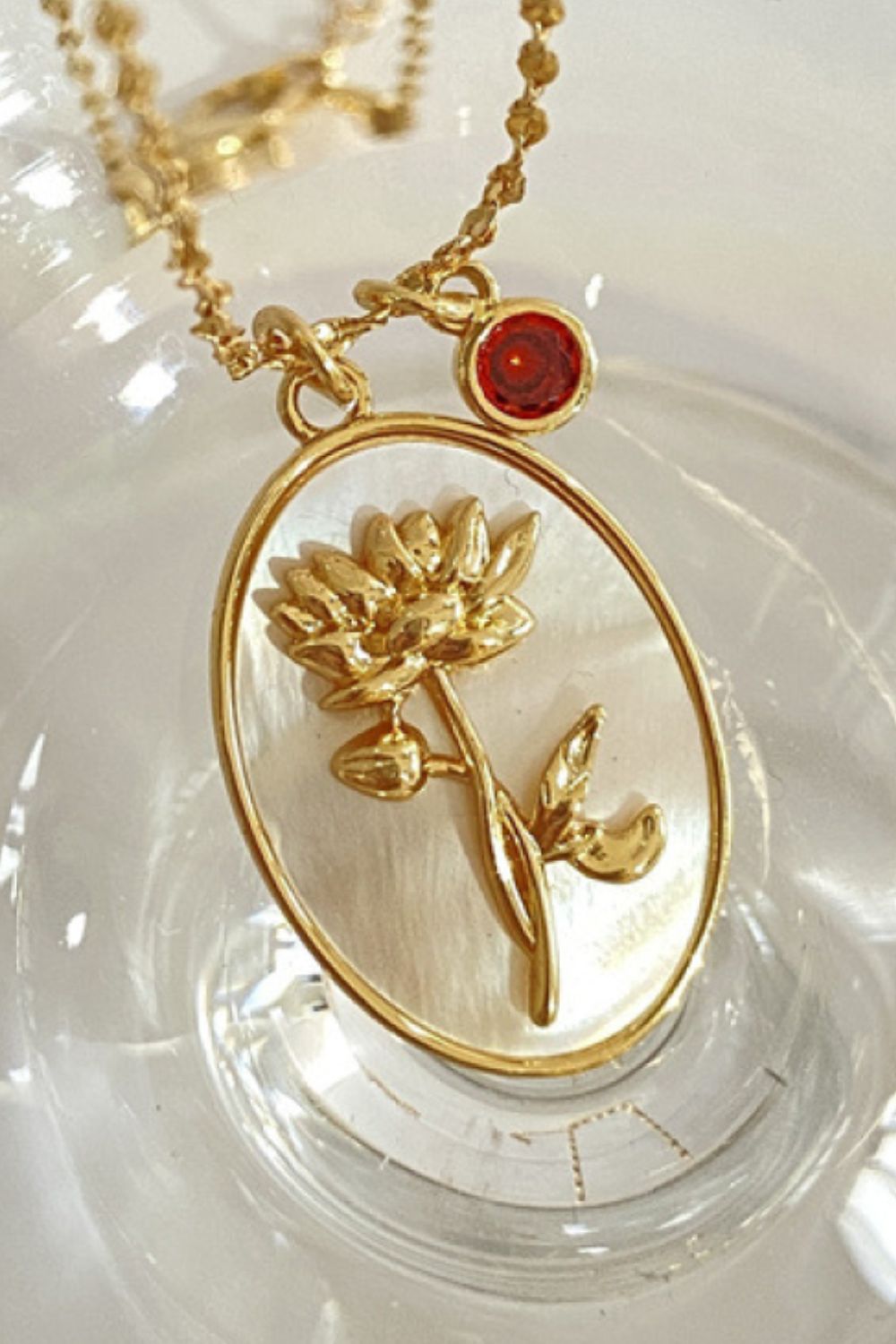 Birth Stone Flower Necklace