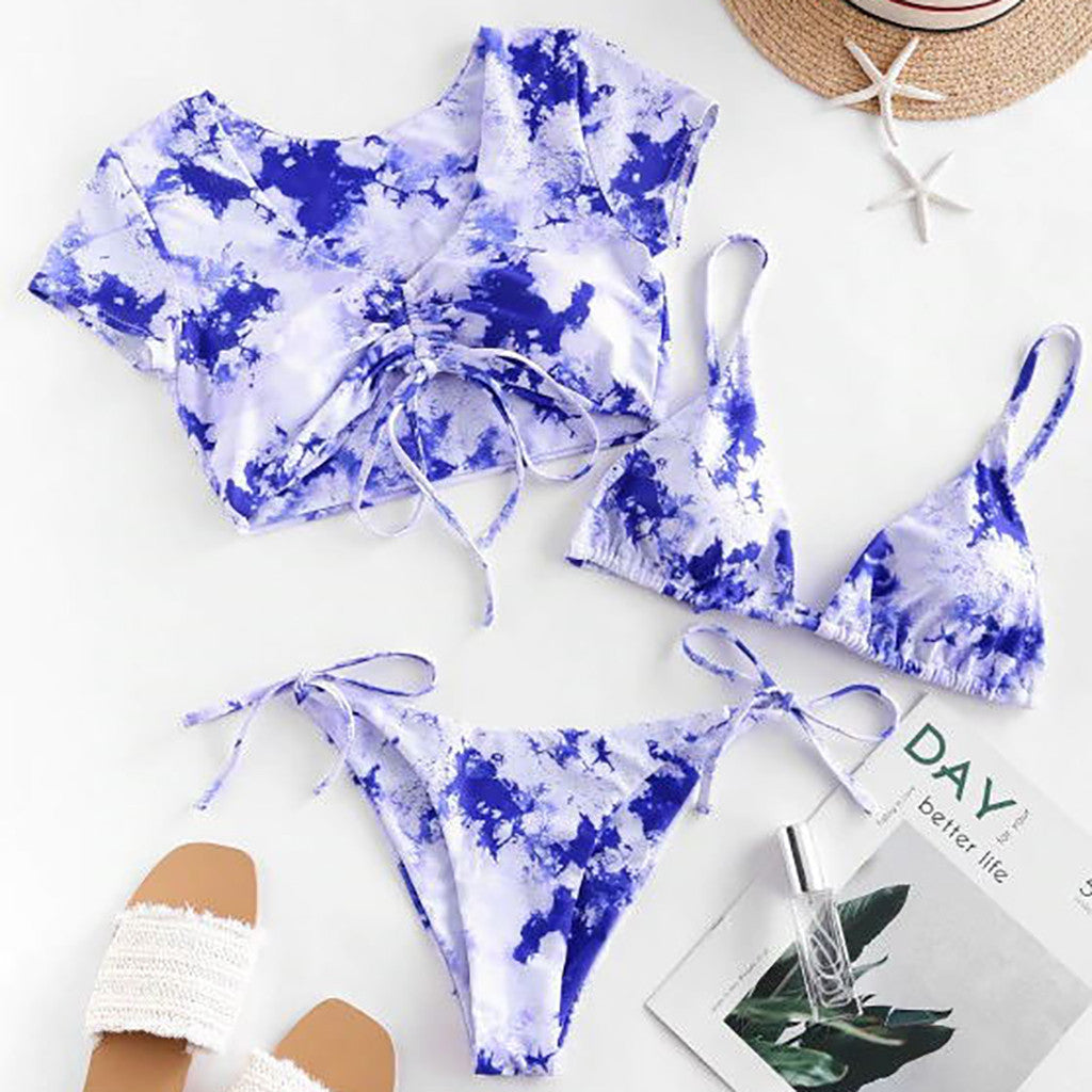 Tie Dye Bikini Three-Piece Set