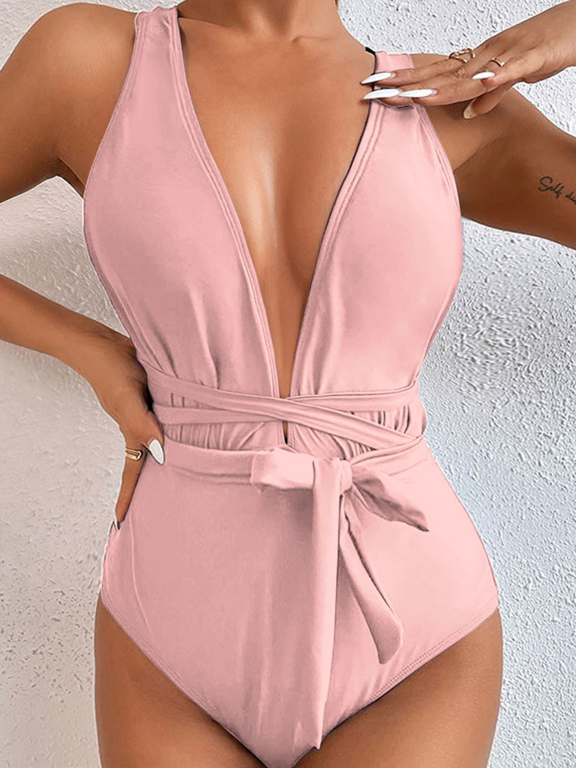 Crisscross Plunge One-Piece Swimsuit