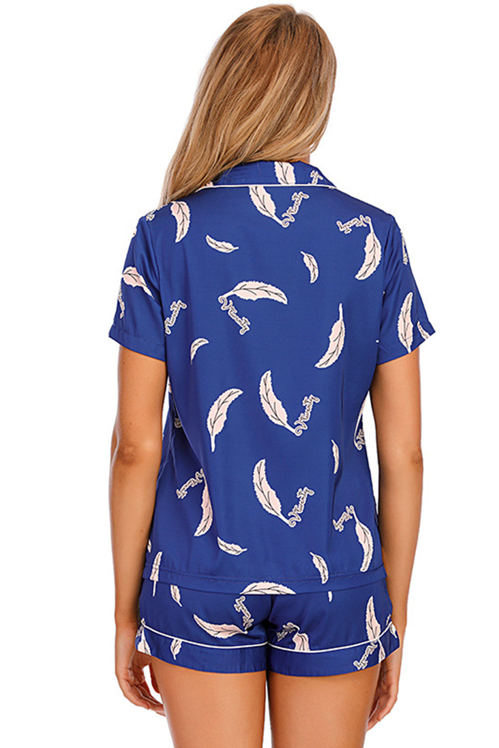 Printed Button Up Short Sleeve Lounge Set