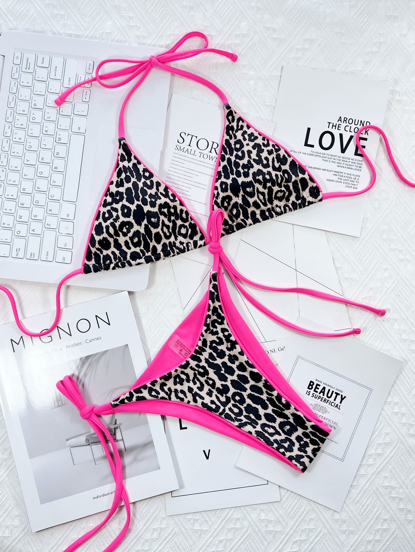 Leopard Print Halter Neck Bikini Set