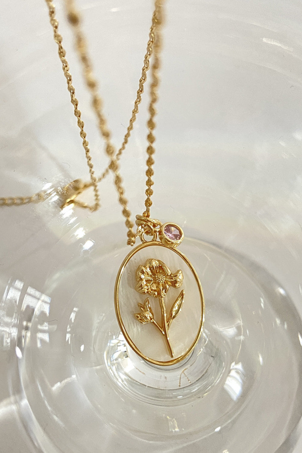 Birth Stone Flower Necklace