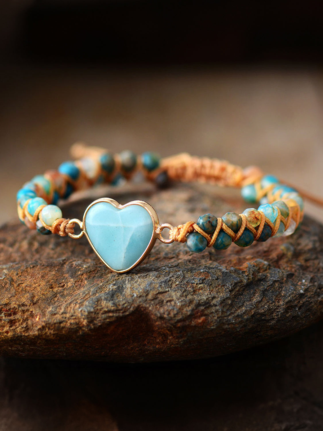 Heart Stone Beaded Bracelet