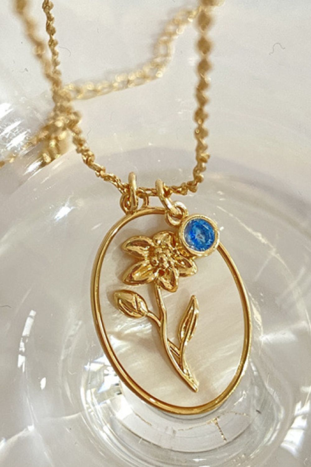 Birth Stone Flower Necklace