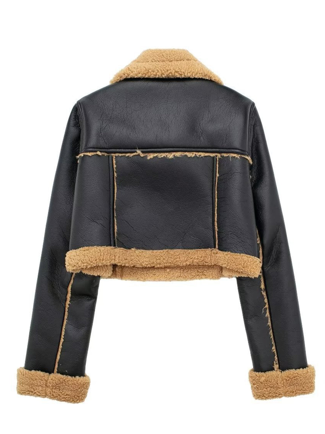 Cropped Faux Fur Bomber Jacket
