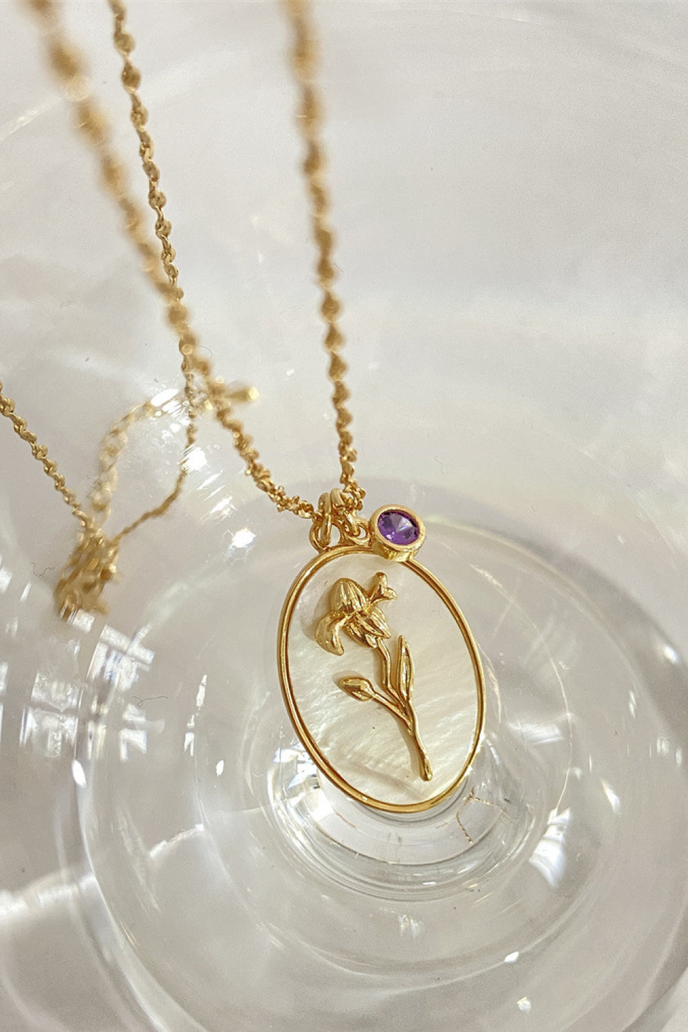 Birth Stone Flower Necklace