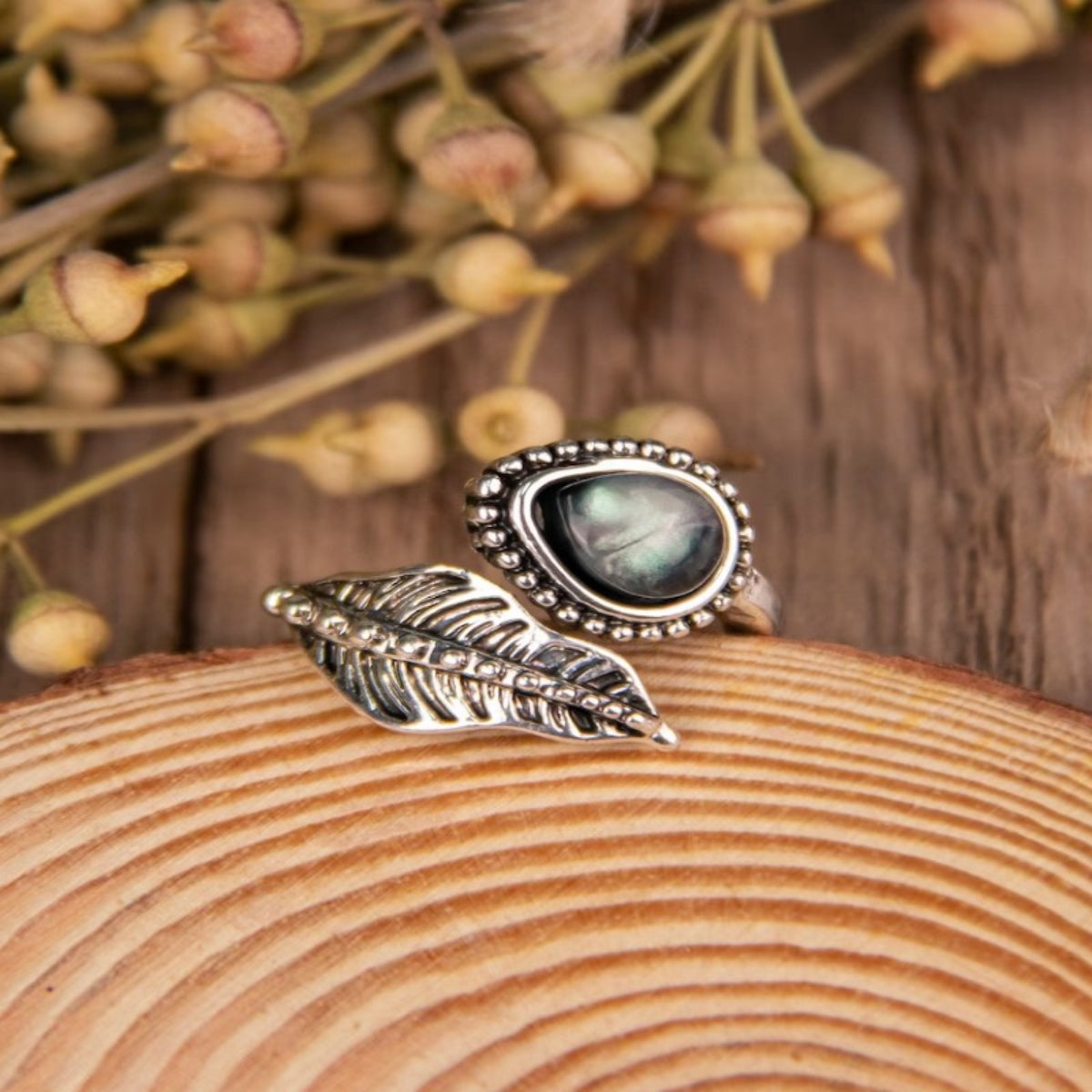 Moonstone Leaf Ring