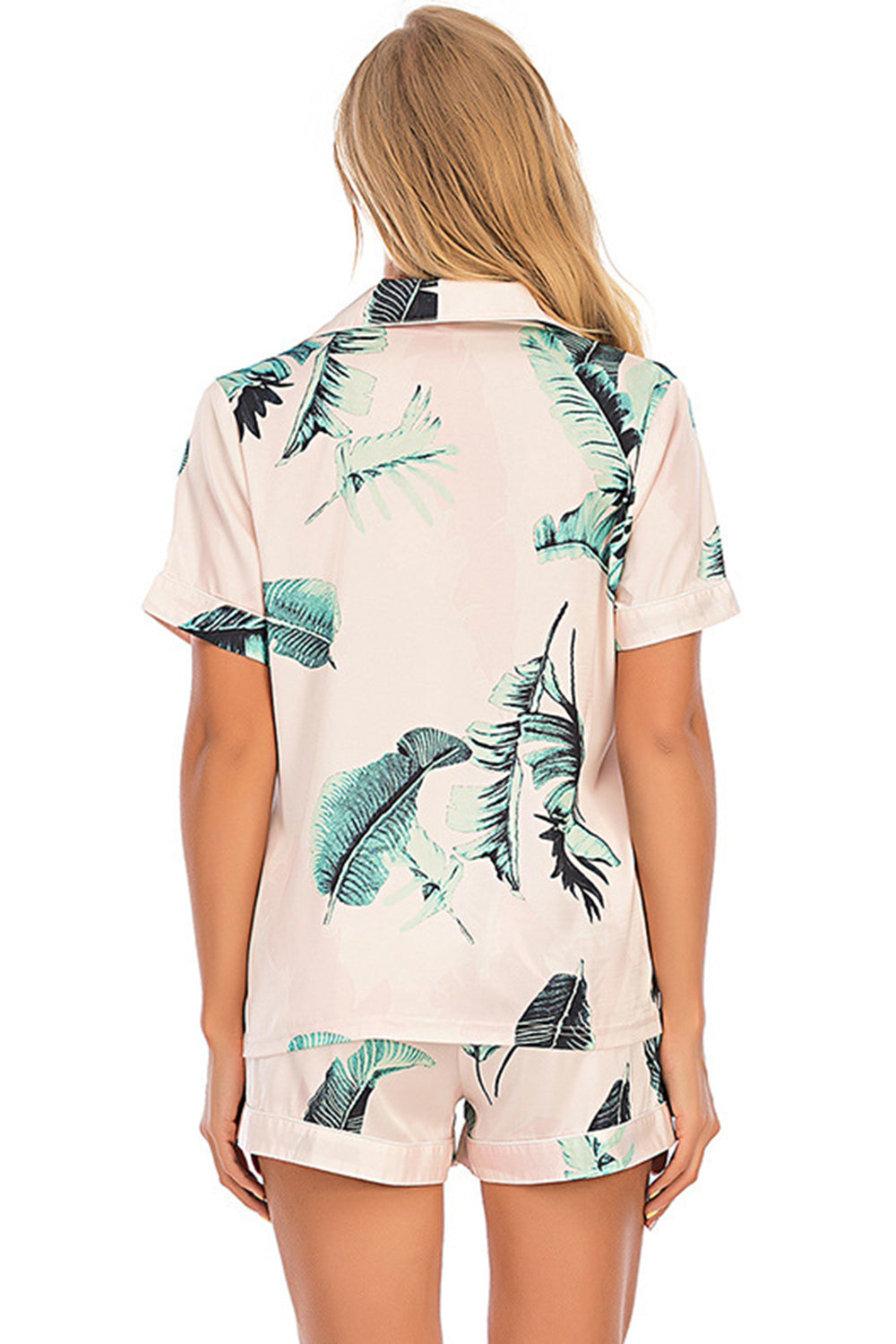 Printed Button Up Short Sleeve Lounge Set