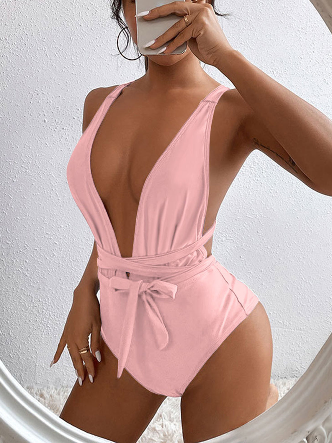 Crisscross Plunge One-Piece Swimsuit