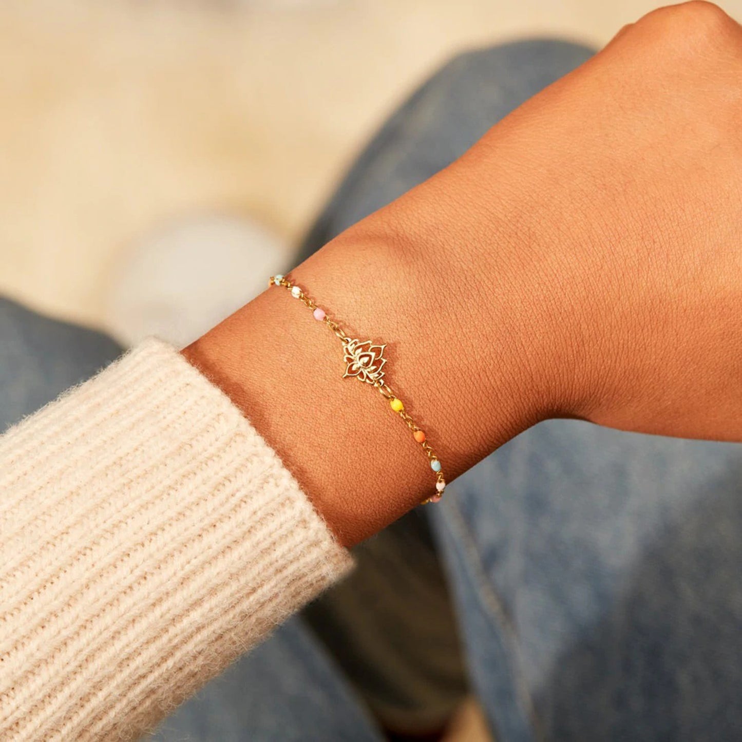 Gold Lotus Symbol Bracelet
