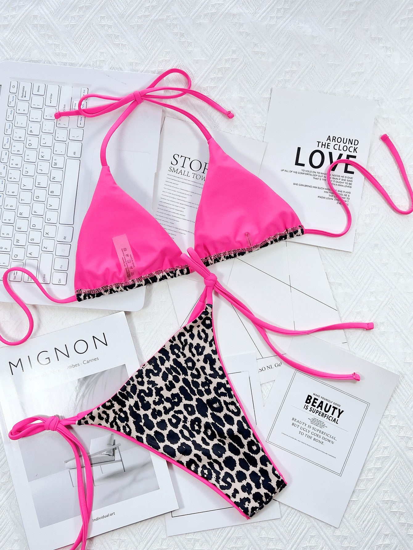 Leopard Print Halter Neck Bikini Set