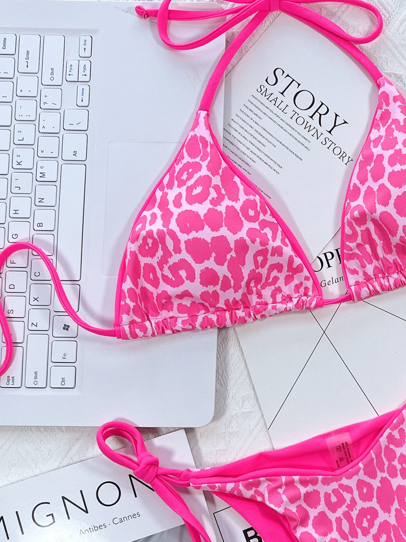 Leopard Print Halter Neck Bikini Set