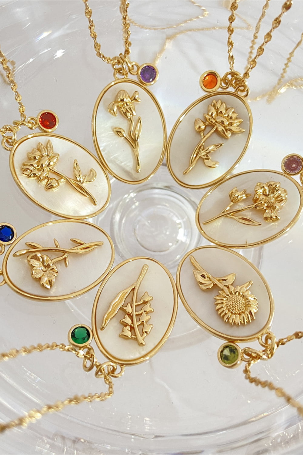Birth Stone Flower Necklace