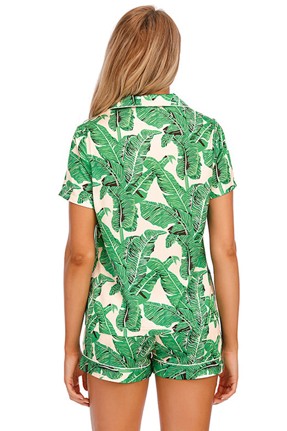 Printed Button Up Short Sleeve Lounge Set