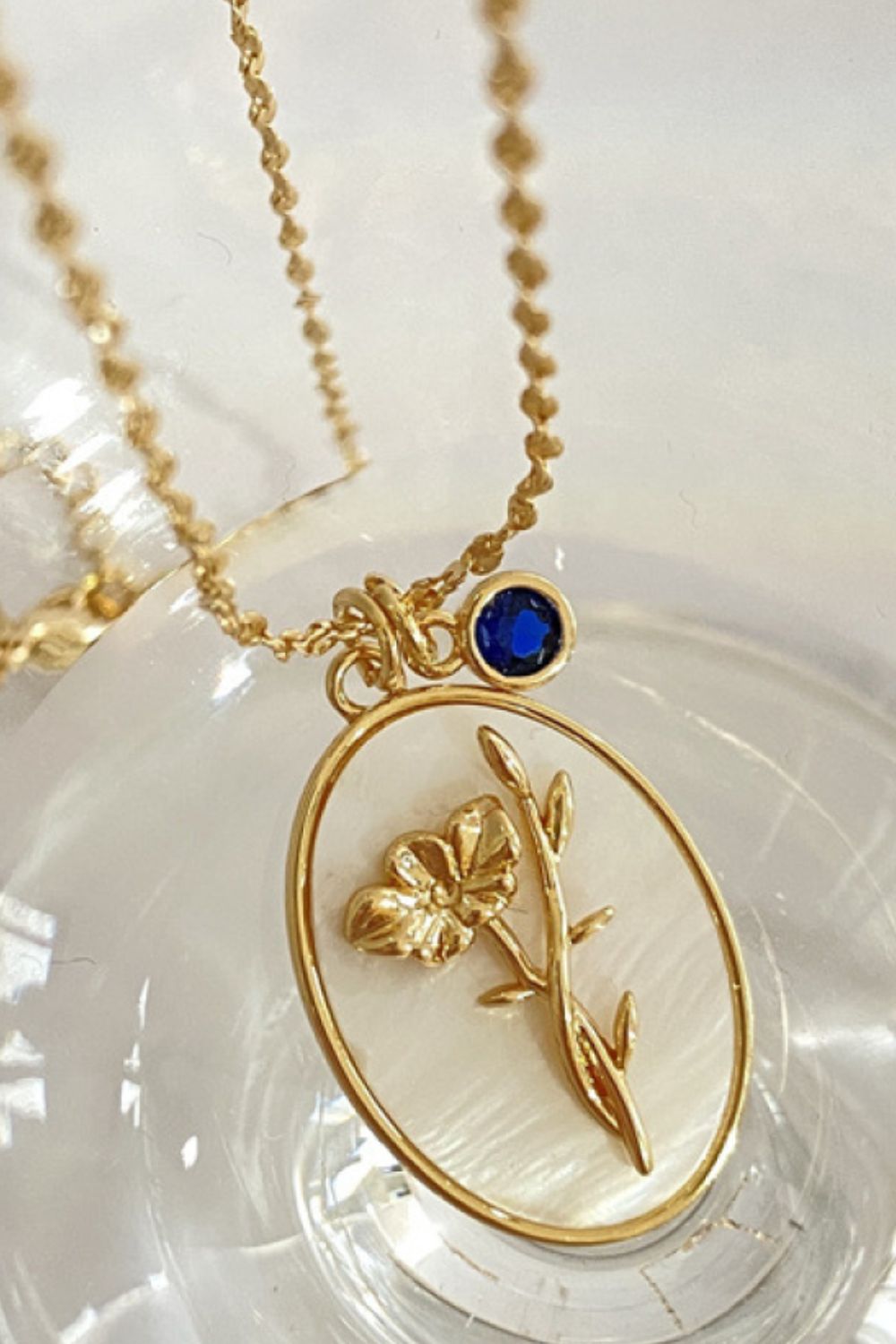 Birth Stone Flower Necklace