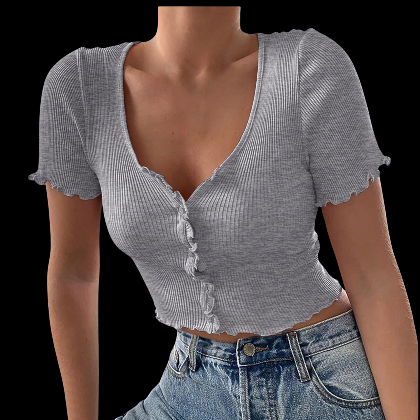 Crop Top Button Up Shirt