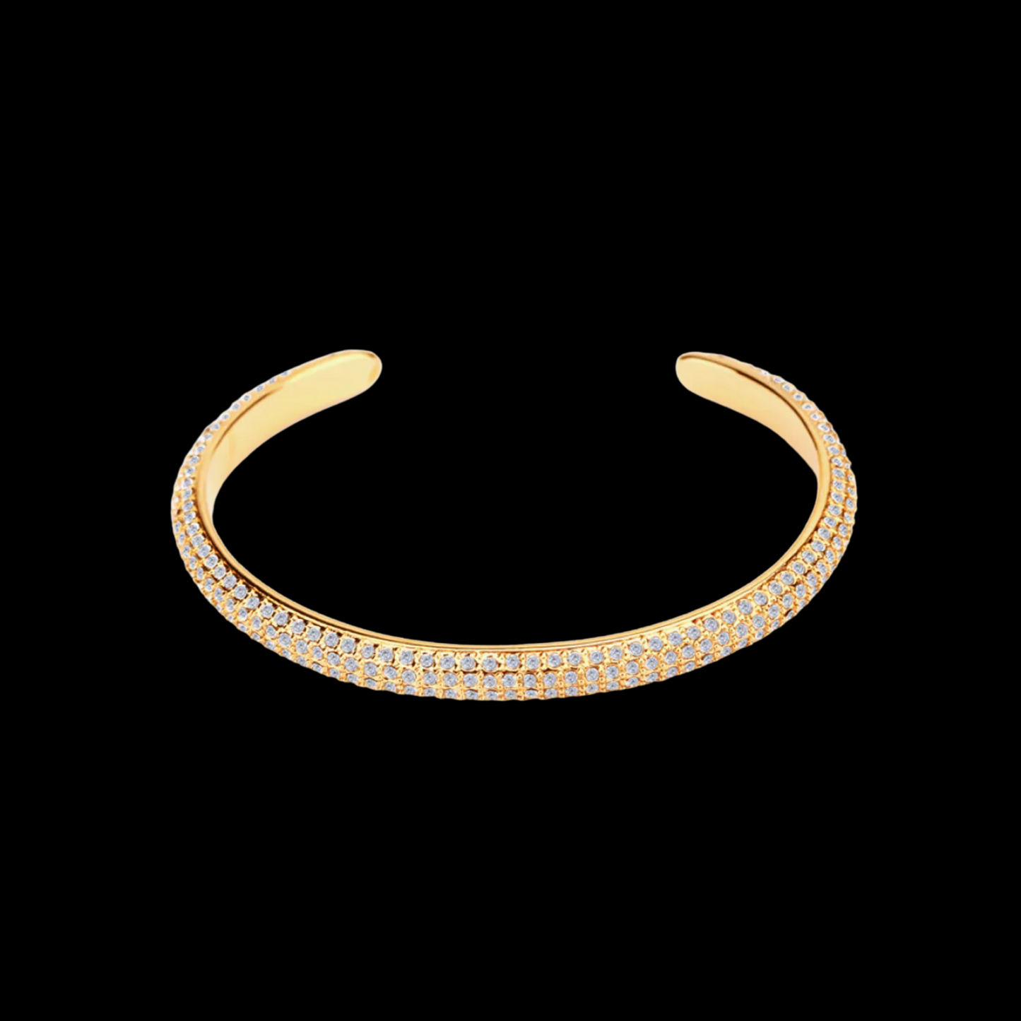 18K Gold-Plated Rhinestone Open Bracelet