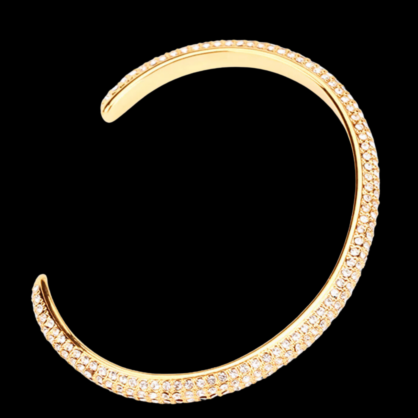 18K Gold-Plated Rhinestone Open Bracelet