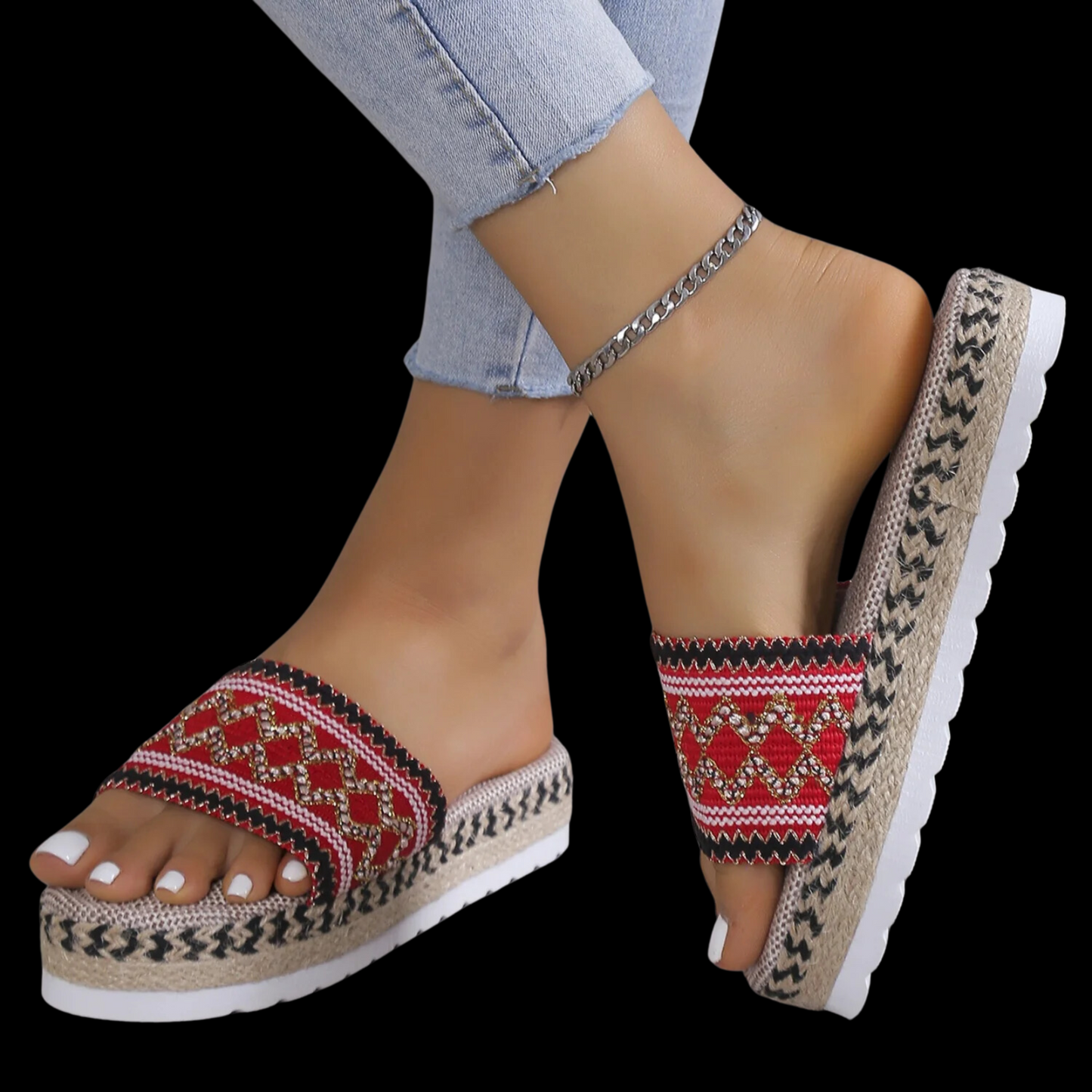 Boho Crochet Platform Sandals