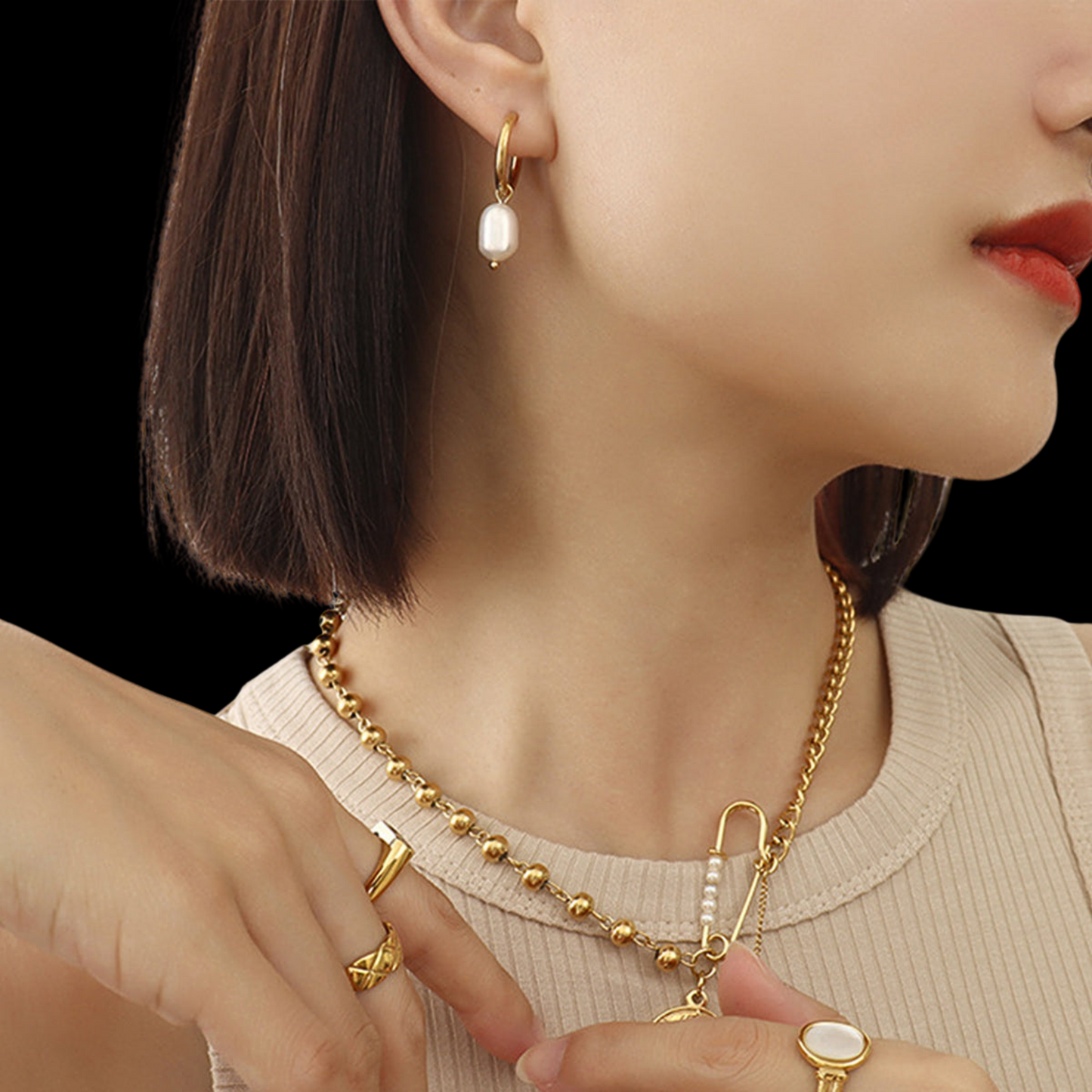 Gold-Plated Pearl Earrings