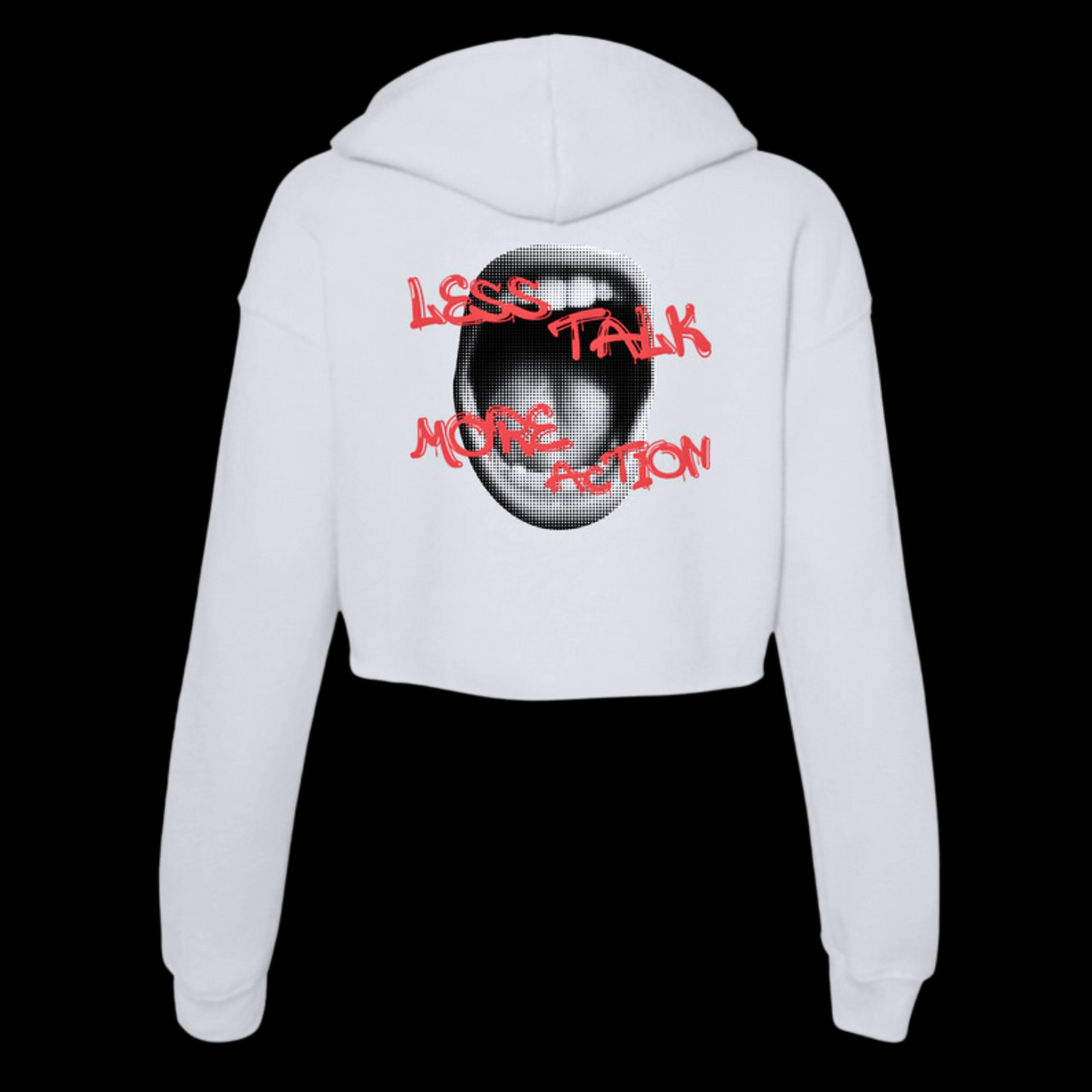 Less Talk More Action Light Cropped Hoodie