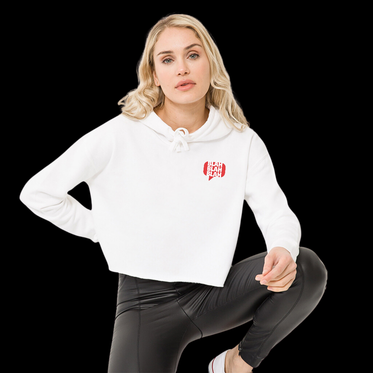 Less Talk More Action Light Cropped Hoodie
