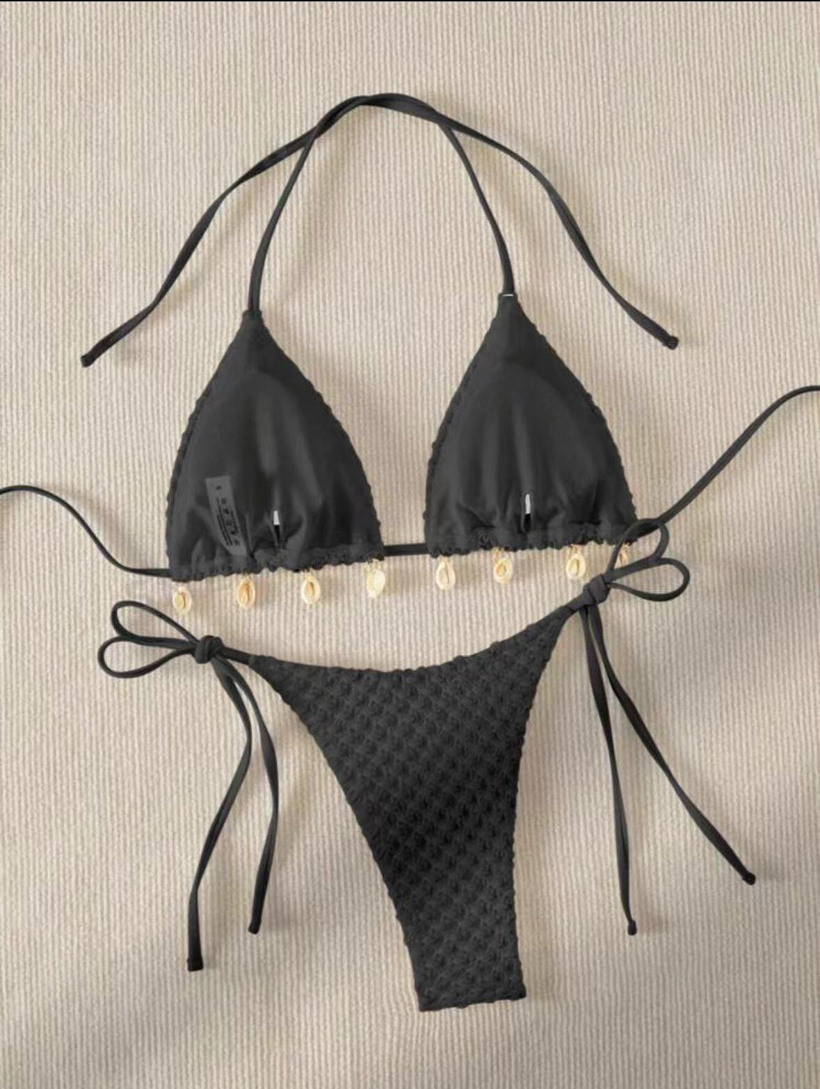 Textured Seashell Halter Bikini Set