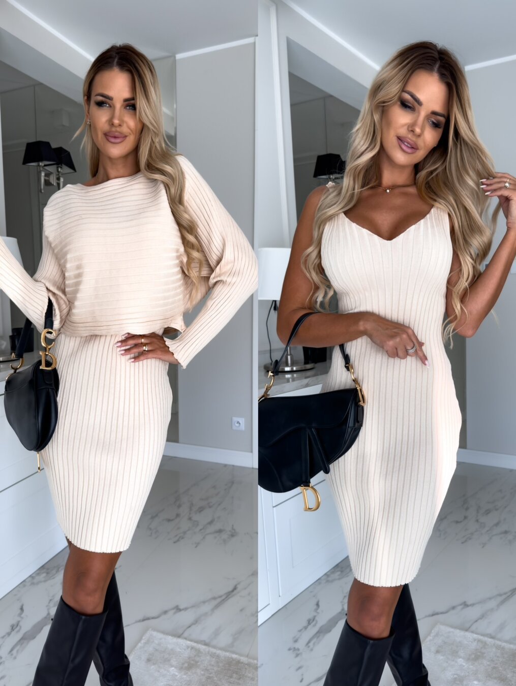 Ribbed Dress Cropped Sweater Set