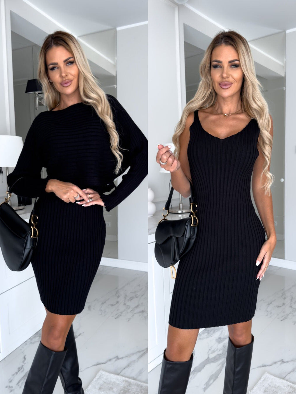 Ribbed Dress Cropped Sweater Set
