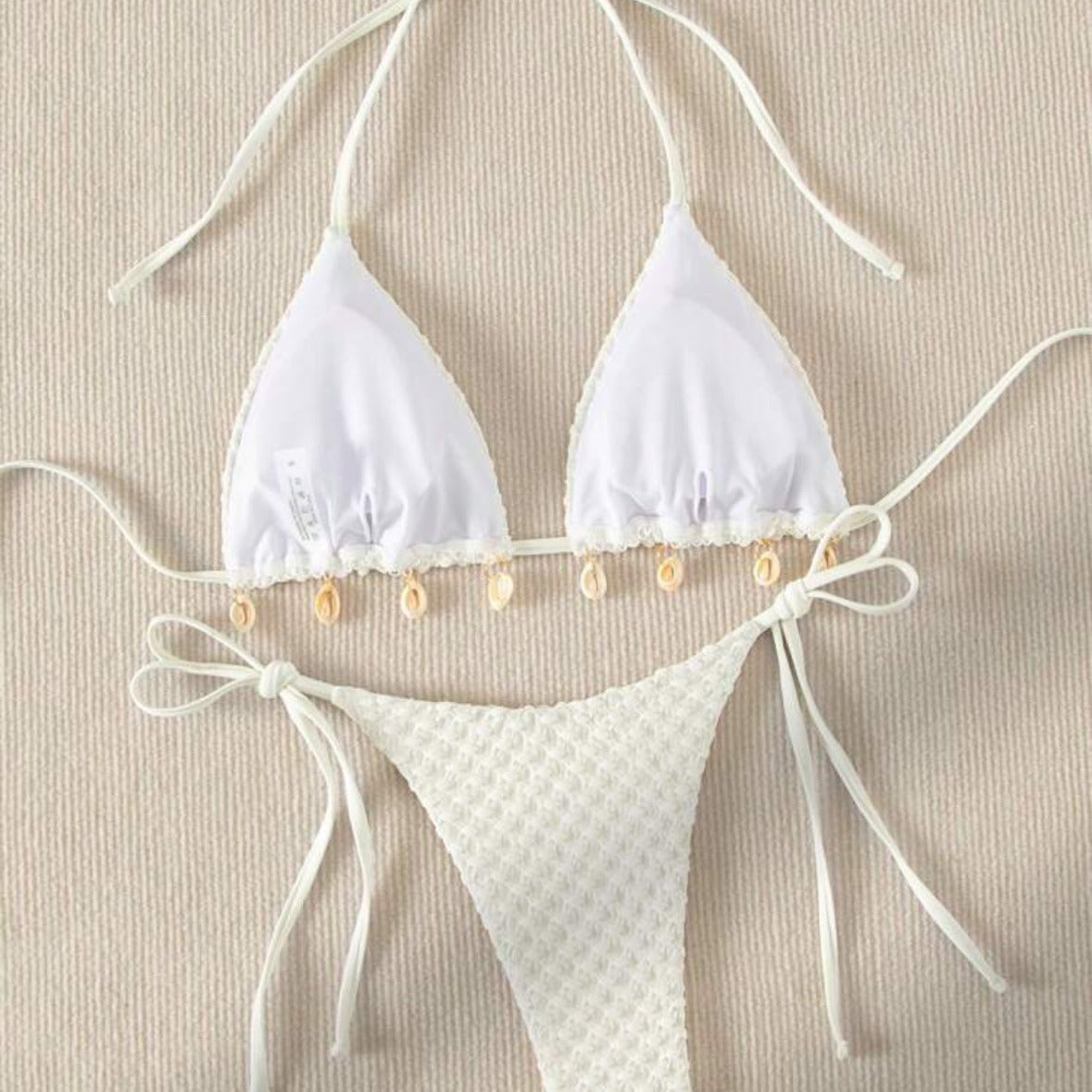 Textured Seashell Halter Bikini Set
