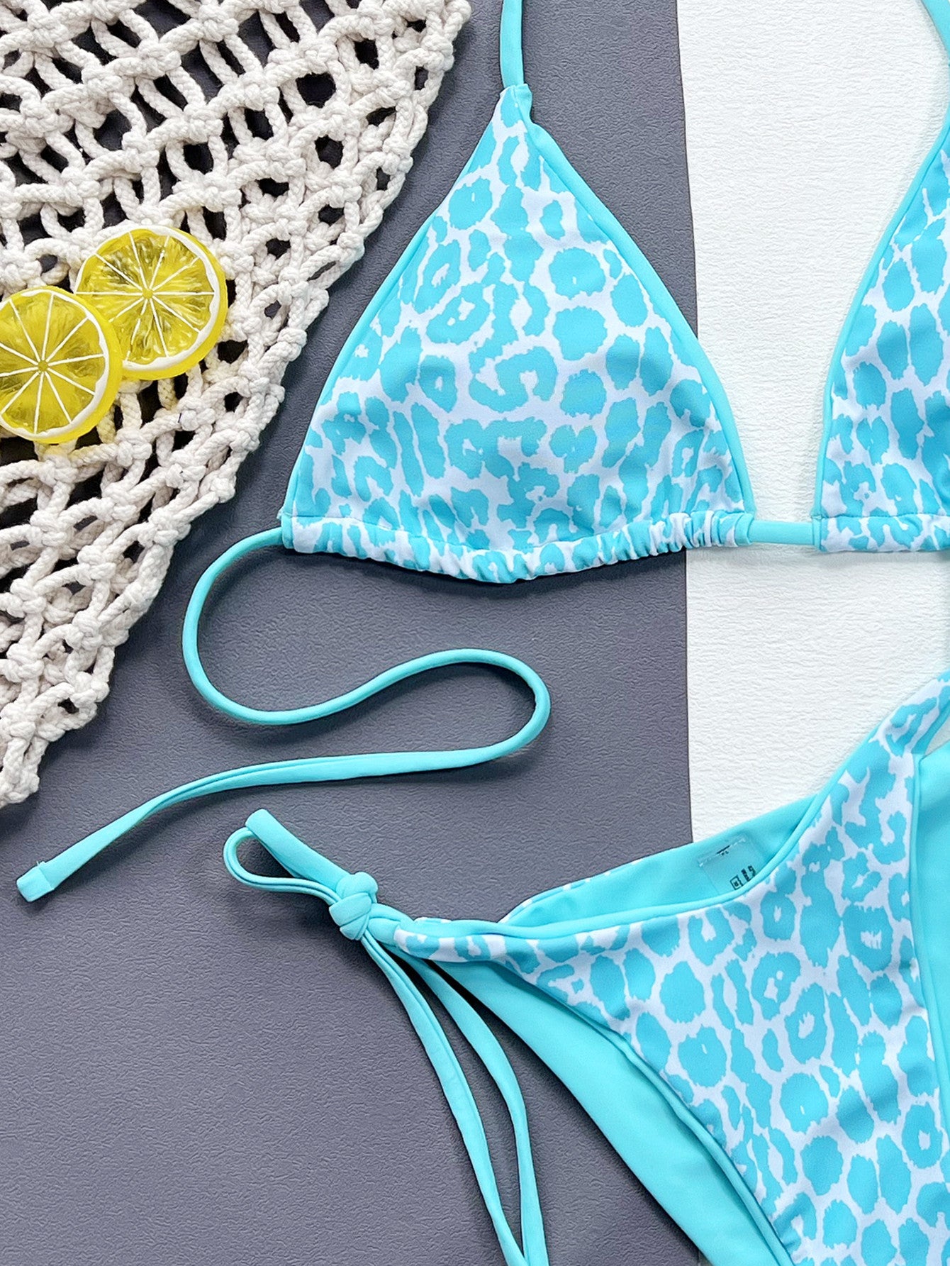 Leopard Print Halter Neck Bikini Set