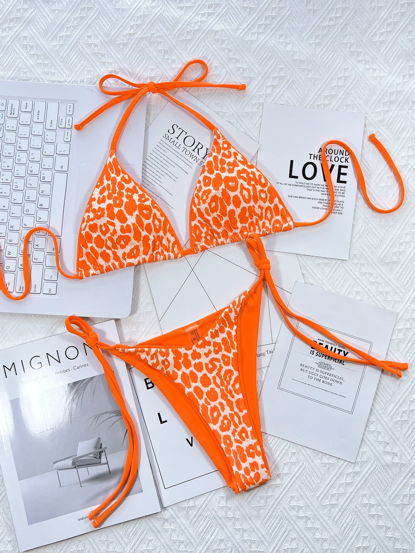 Leopard Print Halter Neck Bikini Set