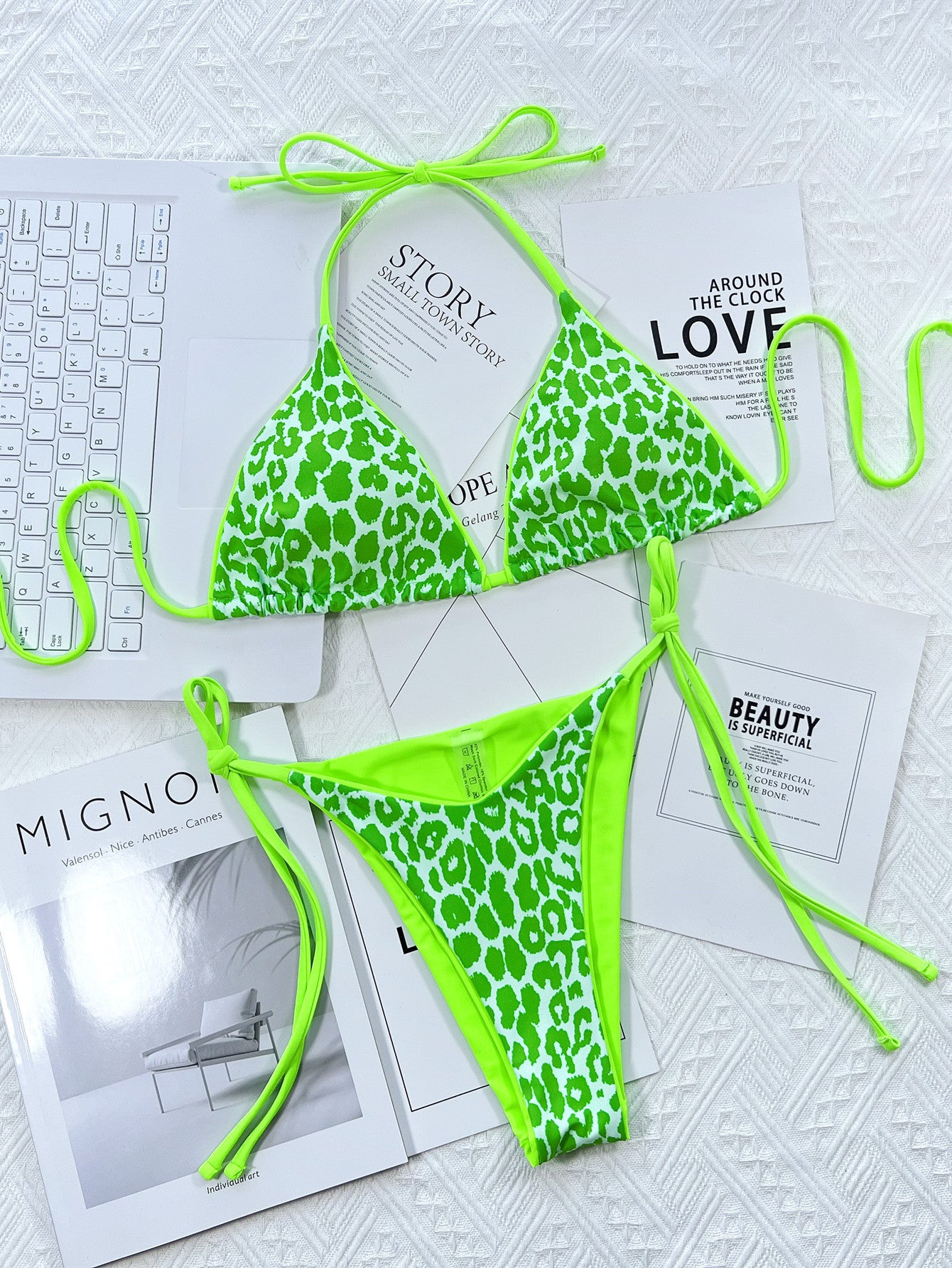 Leopard Print Halter Neck Bikini Set