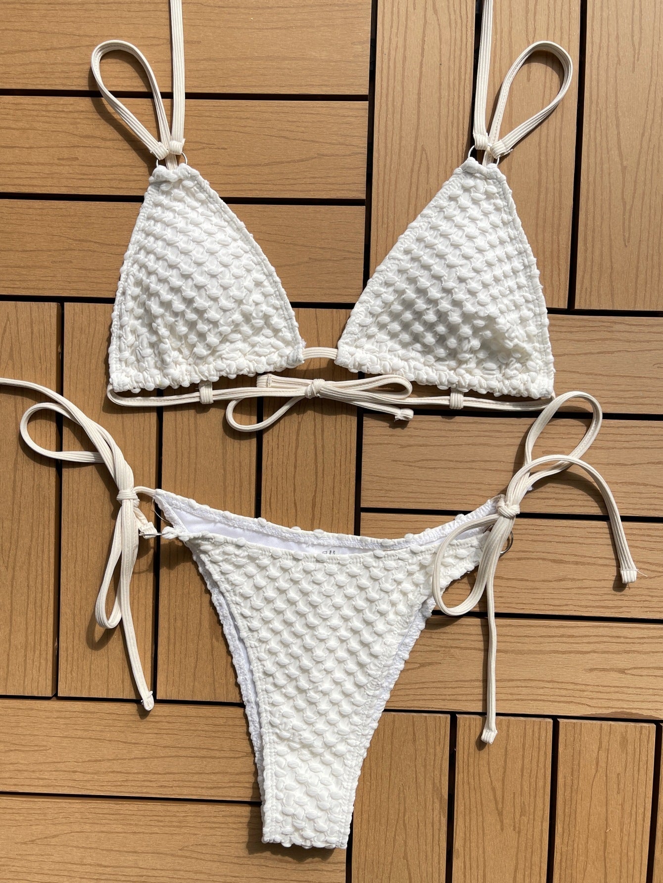 Checkered Textured Two-Piece Bikini