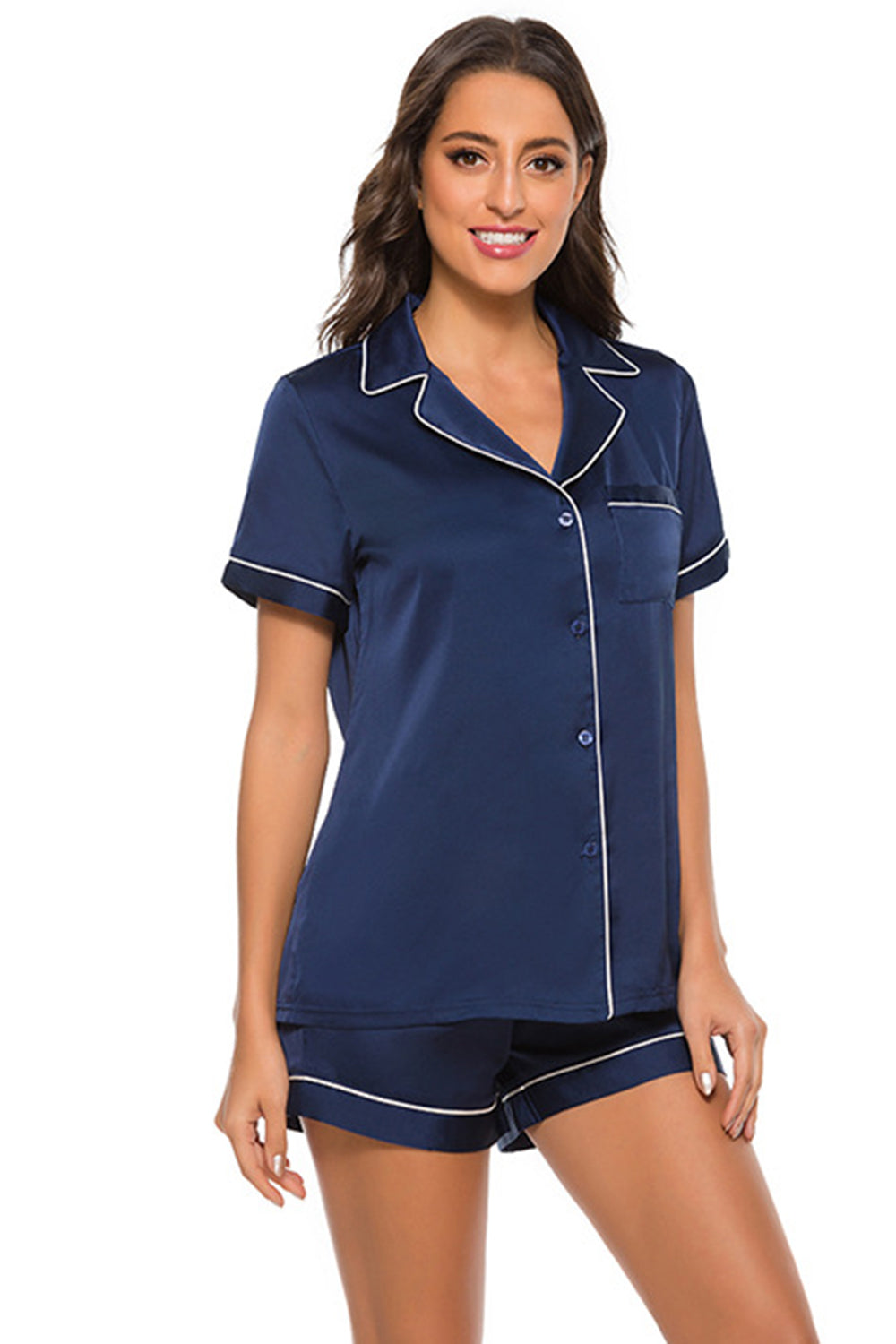 Printed Button Up Short Sleeve Lounge Set