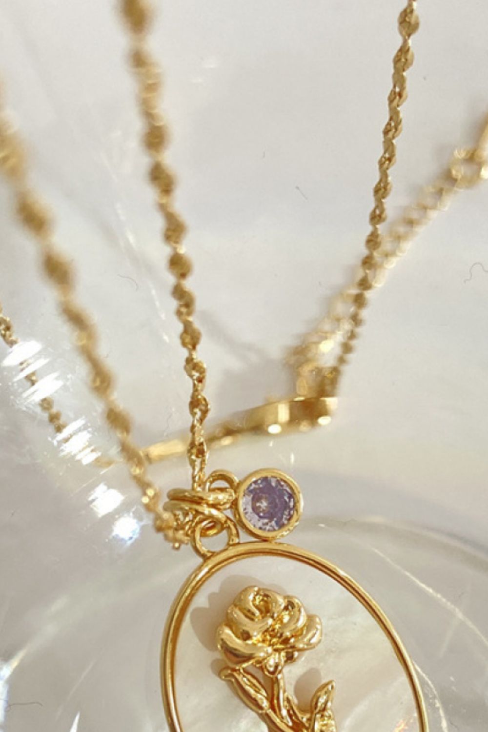 Birth Stone Flower Necklace