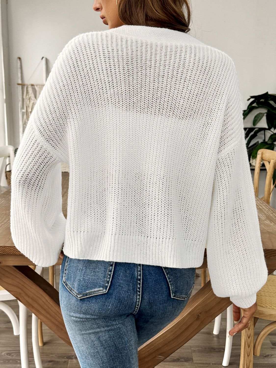 Balloon Sleeve Button Up Cardigan