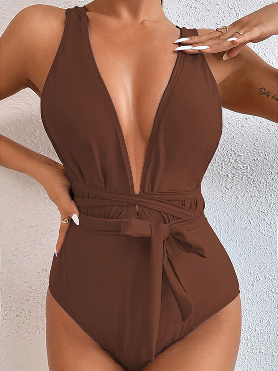 Crisscross Plunge One-Piece Swimsuit