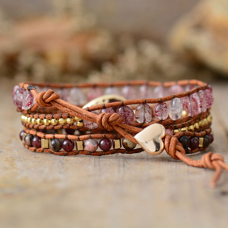 Red Natural Stone Layered Bracelet