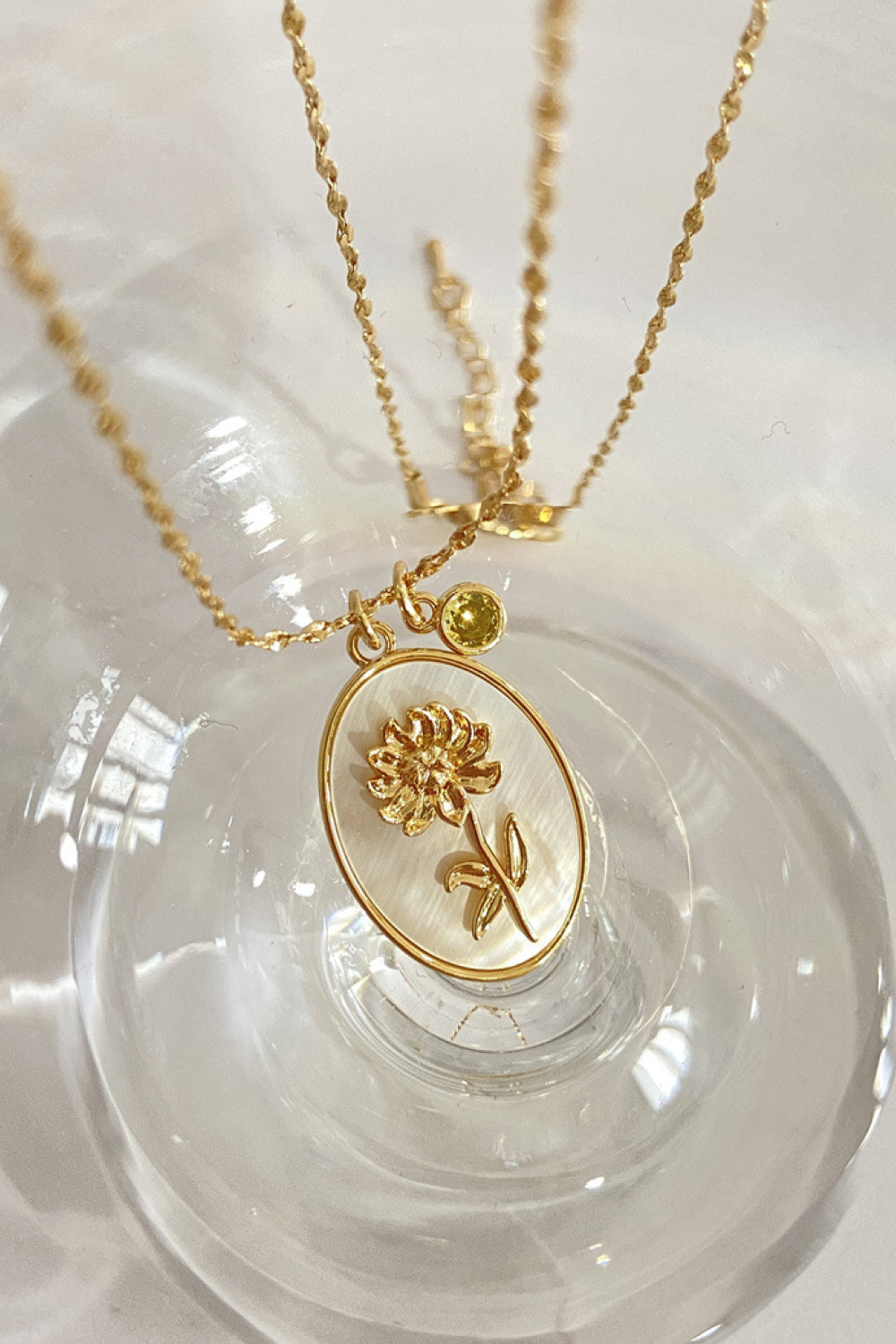 Birth Stone Flower Necklace