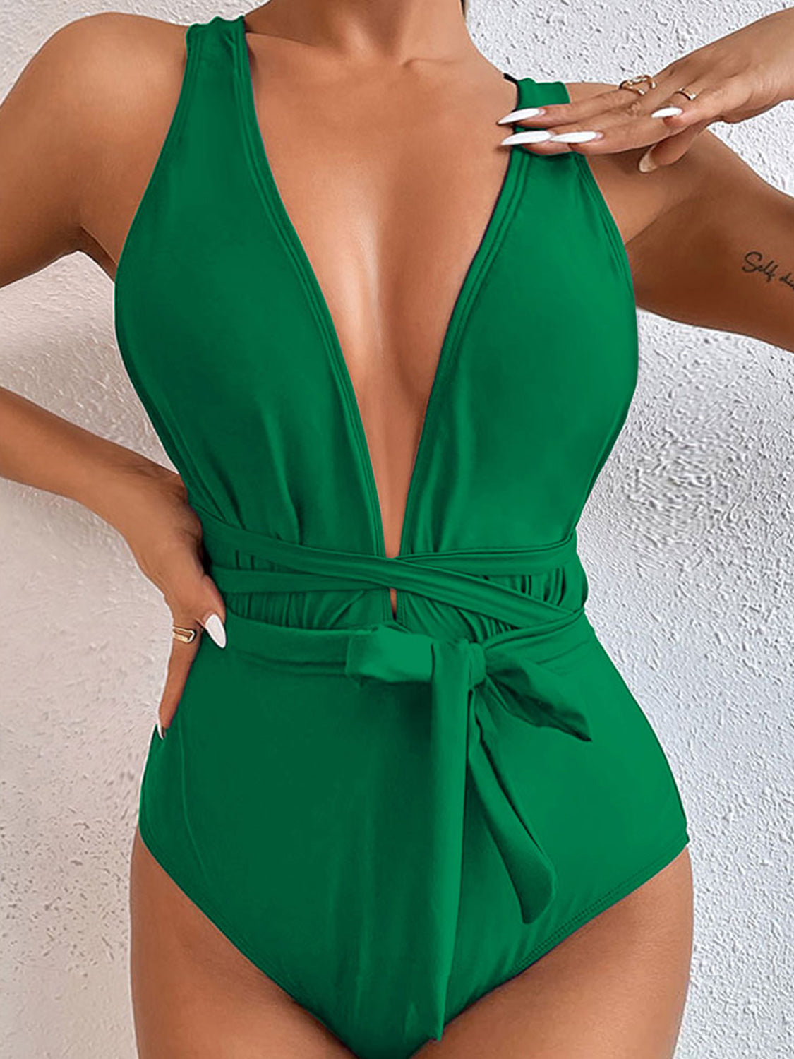 Crisscross Plunge One-Piece Swimsuit