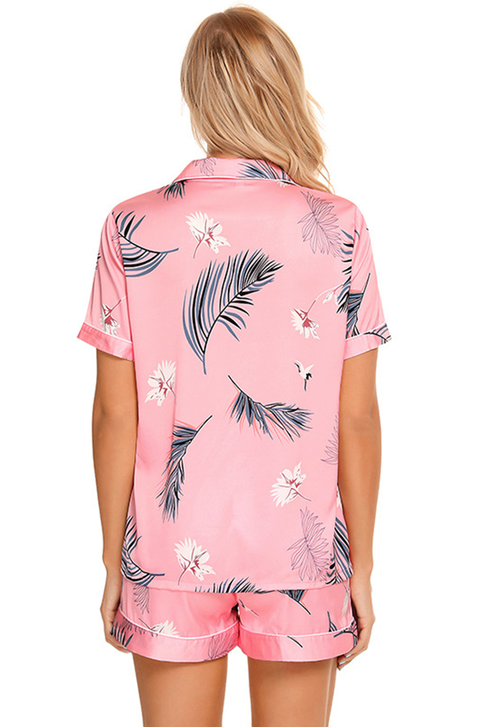 Printed Button Up Short Sleeve Lounge Set