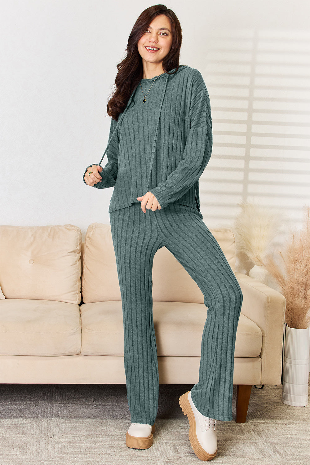 Ribbed Two-Piece Pajama Set