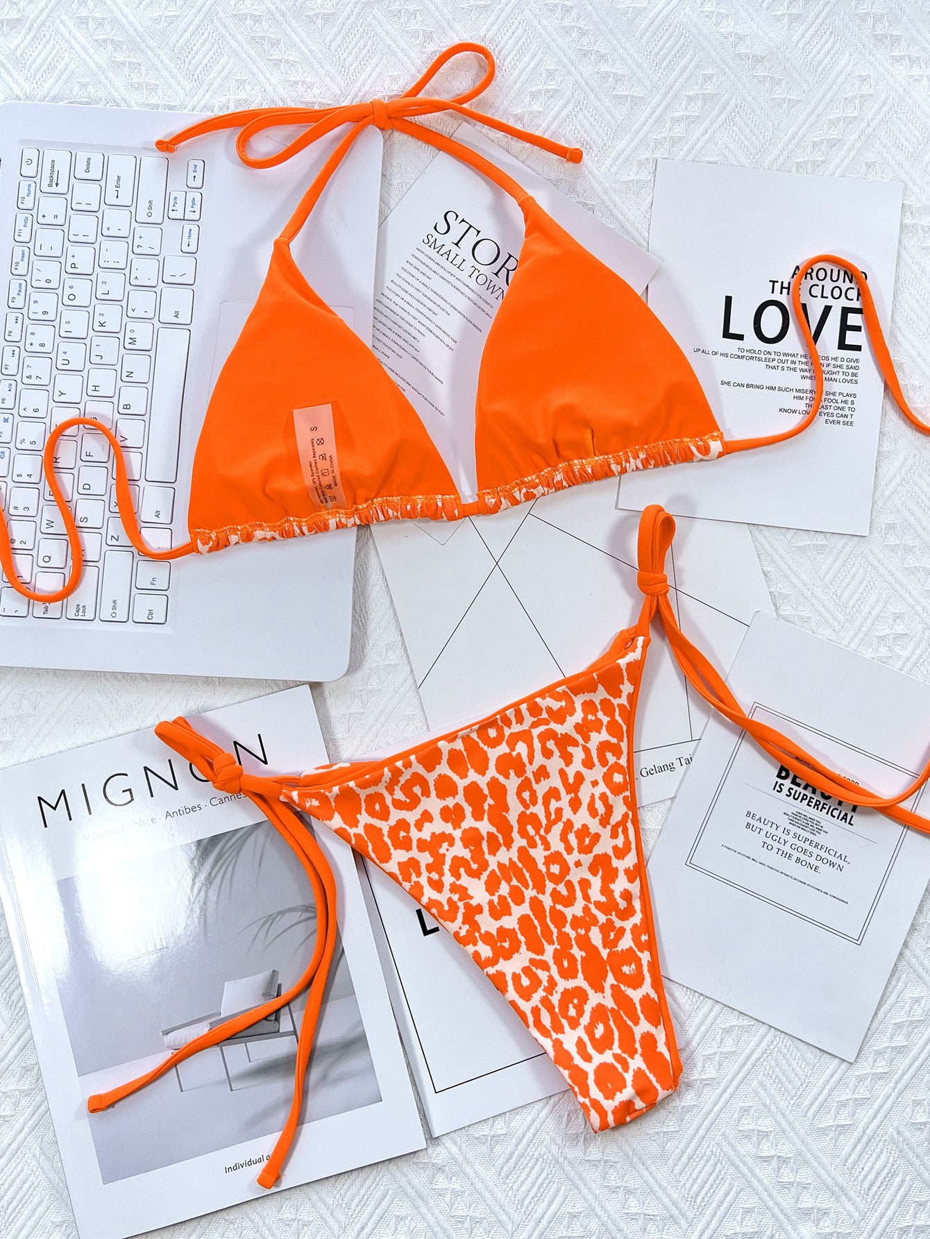 Leopard Print Halter Neck Bikini Set