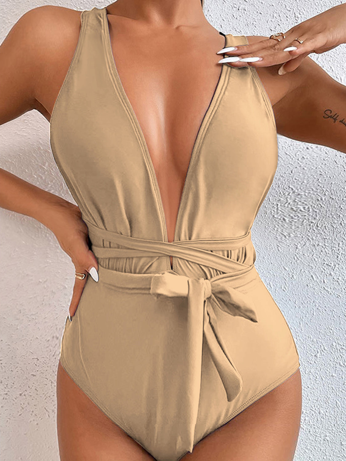 Crisscross Plunge One-Piece Swimsuit
