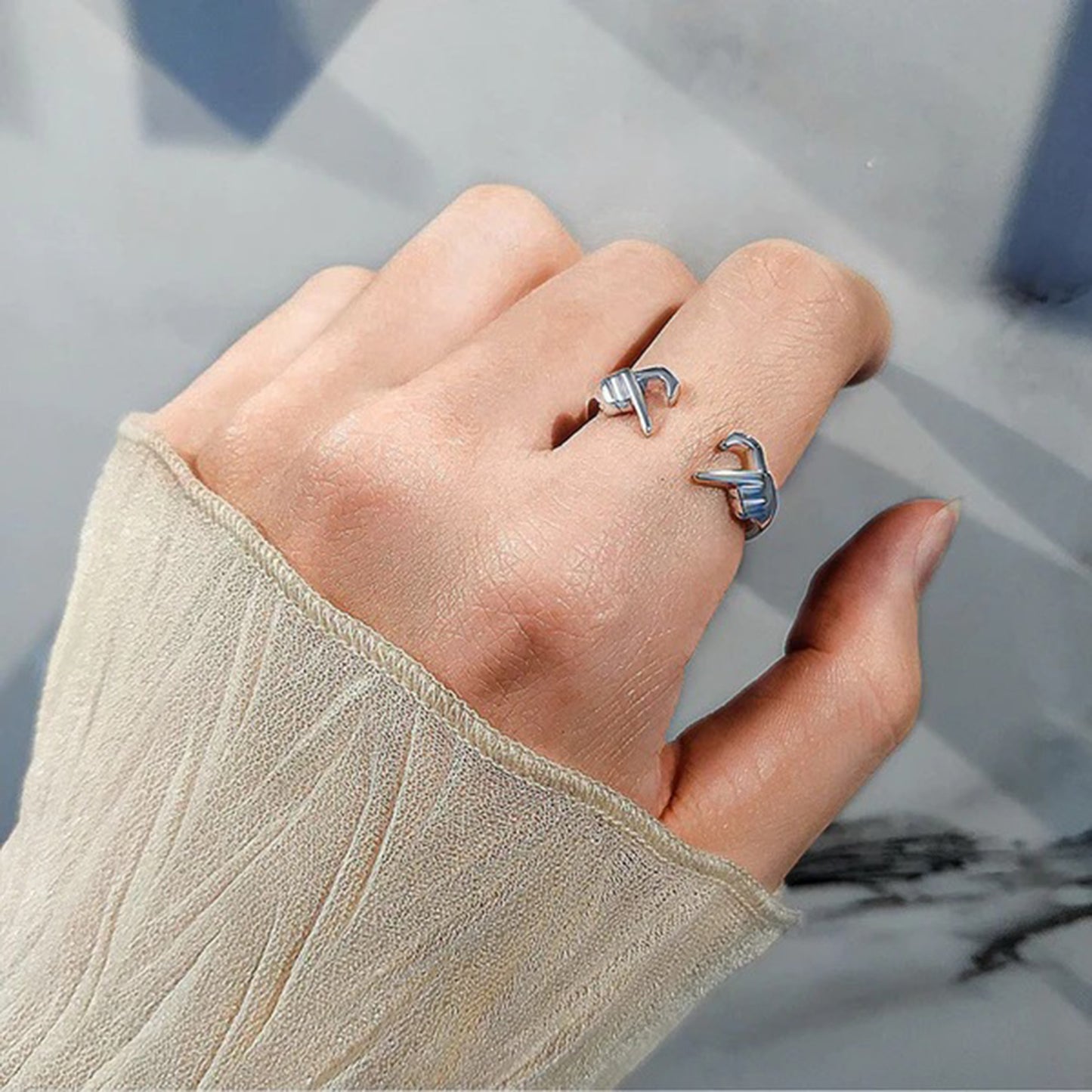 Heart Hand Adjustable Ring