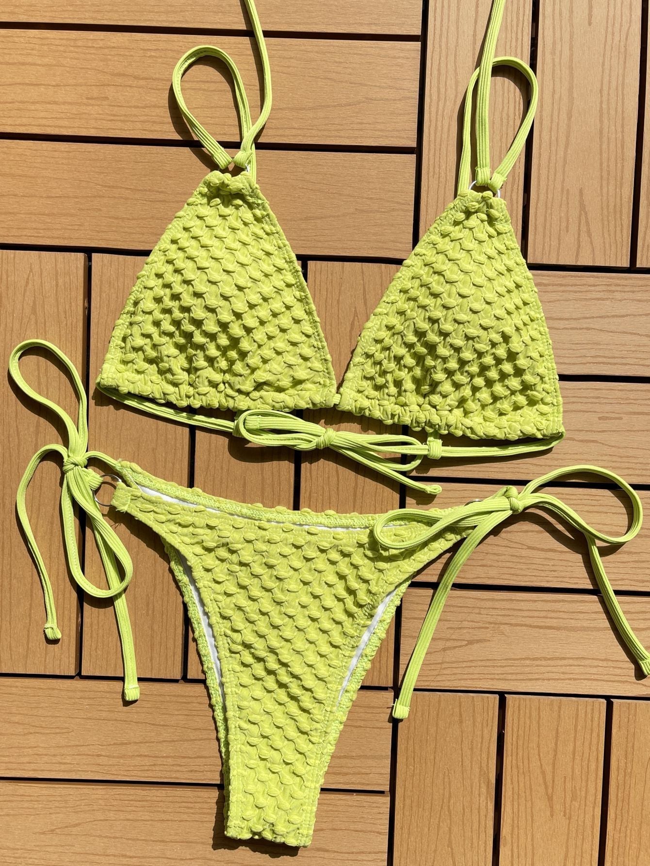 Checkered Textured Two-Piece Bikini