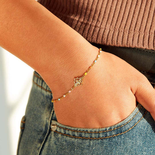 Gold Lotus Symbol Bracelet