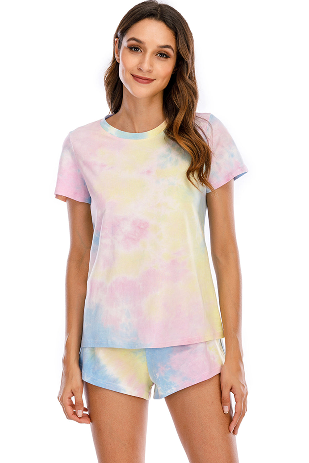Tie-Dye Short Sleeve Top and Shorts Lounge Set